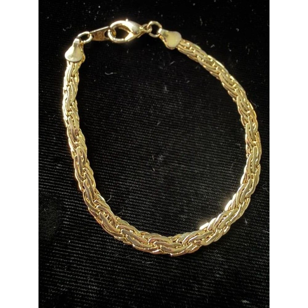 Gold-Tone Braided Chain Bracelet, Korea, 7.5"
